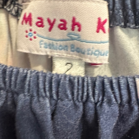 Mayah Kay 2T Girls White & Blue Floral 3/4 Sleeve Top Blouse - Picture 6 of 7